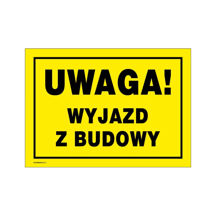 Achtung Baustellenausfahrt - Warnschild Maße 350x250mm - PVC - farbiger UV-Druck - BHP166