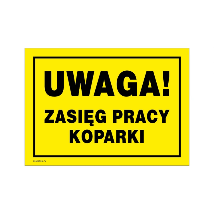 Achtung Arbeitsbereich Bagger - Warnschild Maße 350x250mm - PVC - farbiger UV-Druck - BHP159