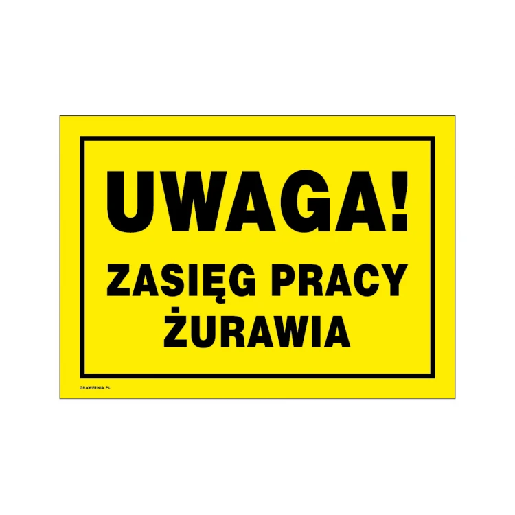 Achtung Kranarbeitsbereich - Warnschild Maße 350x250mm - PVC - farbiger UV-Druck - BHP149