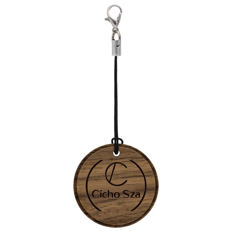 Holzschlüsselanhänger mit Gravur - Walnussholz massiv - Größe 34 mm - BRL040