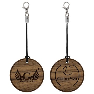 Holzschlüsselanhänger mit Gravur - Walnussholz massiv - Größe 34 mm - BRL040