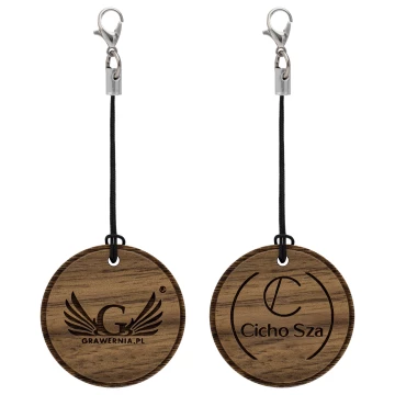 Holzschlüsselanhänger mit Gravur - Walnussholz massiv - Größe 34 mm - BRL040