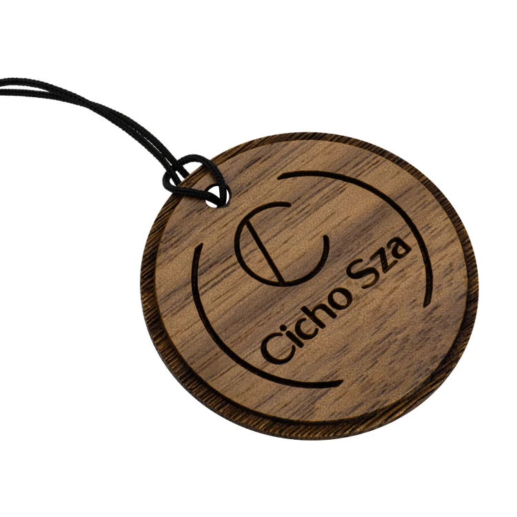 Holzschlüsselanhänger mit Gravur - Walnussholz massiv - Größe 34 mm - BRL040