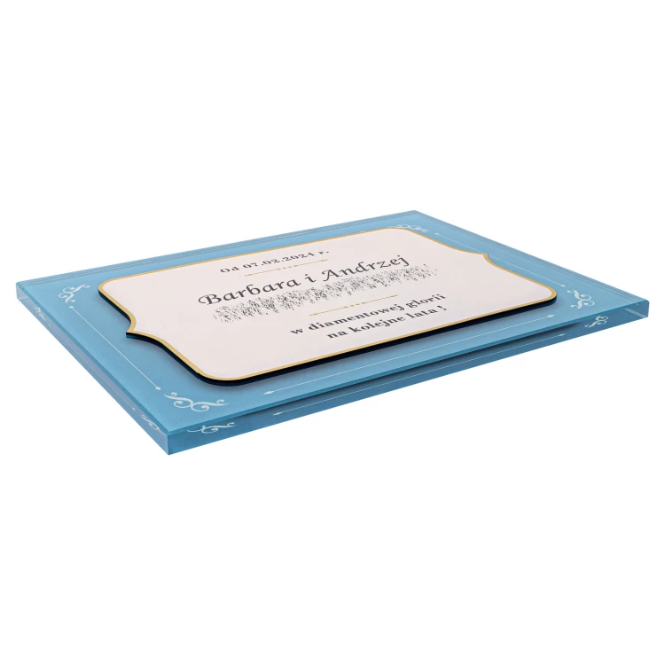 UV-bedrucktes Glasdiplom - Hochzeitstag - Größe 210x297mm (A4 Format) - DUV106