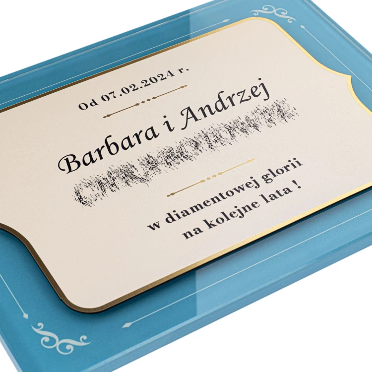 UV-bedrucktes Glasdiplom - Hochzeitstag - Größe 210x297mm (A4 Format) - DUV106