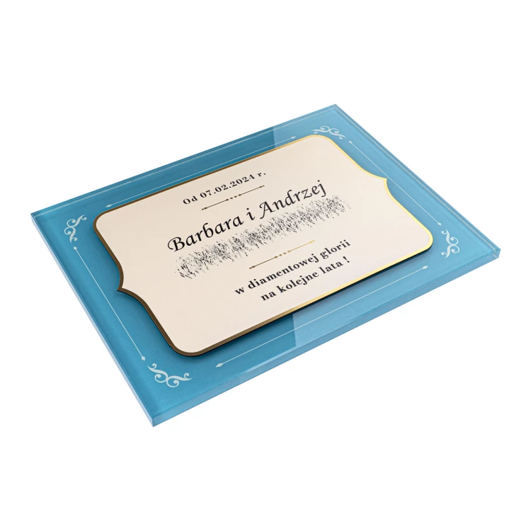 UV-bedrucktes Glasdiplom - Hochzeitstag - Größe 210x297mm (A4 Format) - DUV106