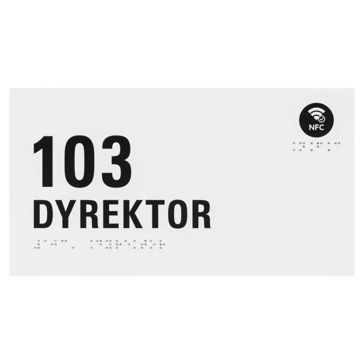 Direktor - Plakette mit NFC, Braille und beliebiger Nummerierung - weißes Acryl - Größe 220x120mm - TAB658
