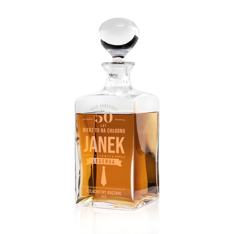 Karaffe mit Gravur für Whisky oder Liköre - TREFL - ideales Geschenk für verschiedene Anlässe - KAR048