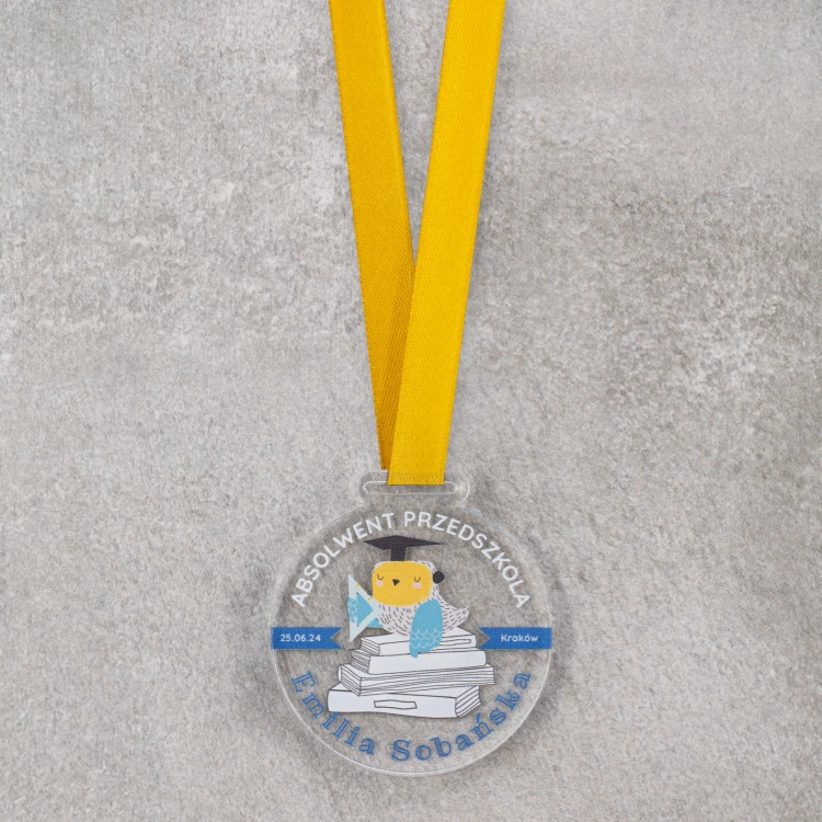Medaille für den Vorschulabschluss - 5mm dickes transparentes Acryl - 60mm Durchmesser - MGR119