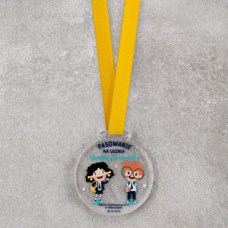 Schülerausweis-Medaille - 5mm dickes transparentes Acryl - Ø 60mm - MGR118