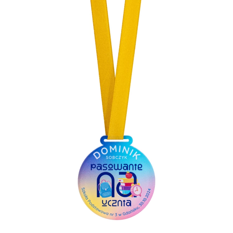 Medaille für den Schülerausweis - 5mm dickes transparentes Acryl - Durchmesser 60mm - MGR115