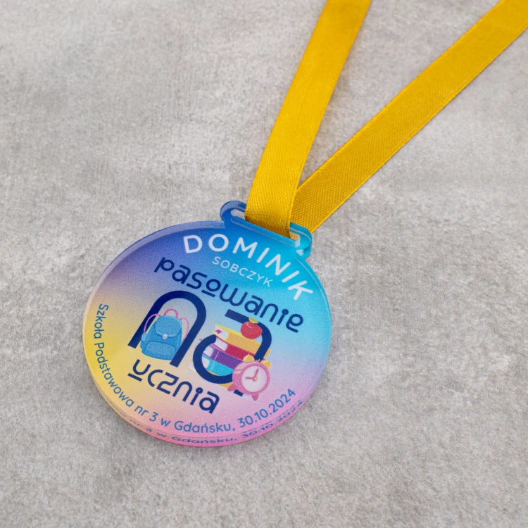 Medaille für den Schülerausweis - 5mm dickes transparentes Acryl - Durchmesser 60mm - MGR115