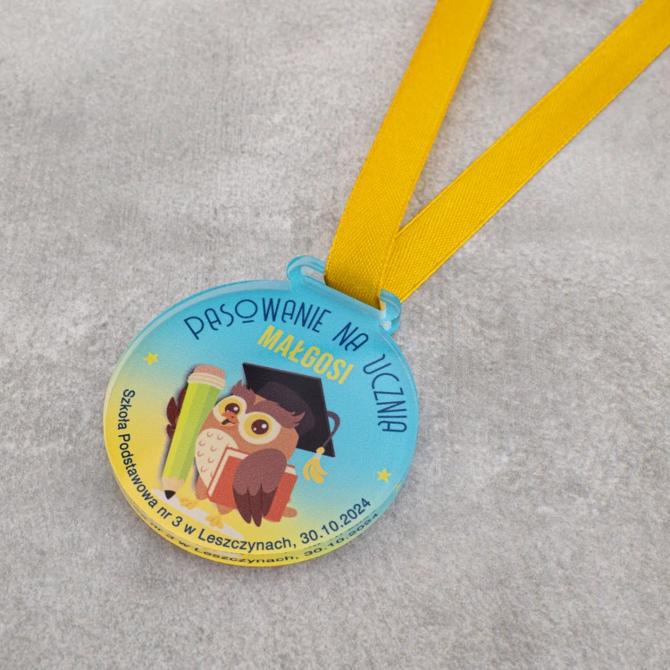 Schülerausweis-Medaille - 5mm dickes transparentes Acryl - Durchmesser 60mm - MGR116