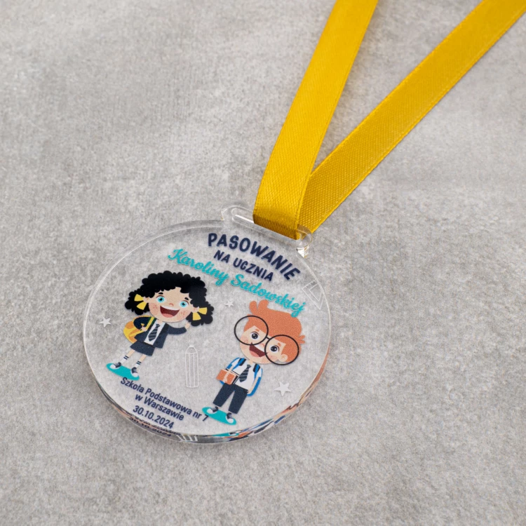 Schülerausweis-Medaille - 5mm dickes transparentes Acryl - Ø 60mm - MGR118