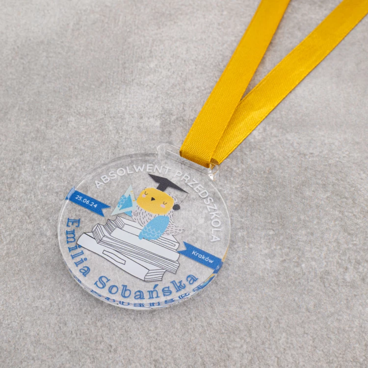 Medaille für den Vorschulabschluss - 5mm dickes transparentes Acryl - 60mm Durchmesser - MGR119