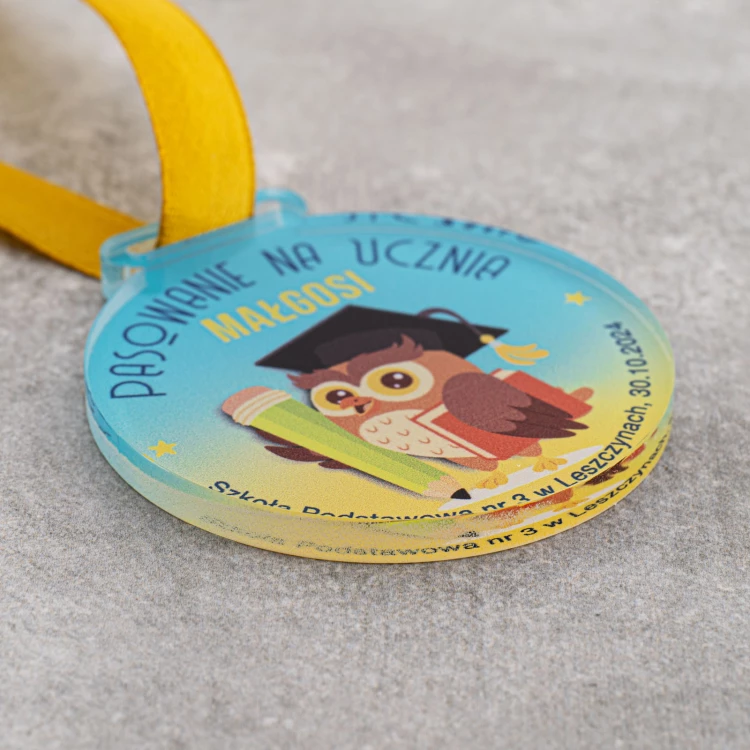 Schülerausweis-Medaille - 5mm dickes transparentes Acryl - Durchmesser 60mm - MGR116