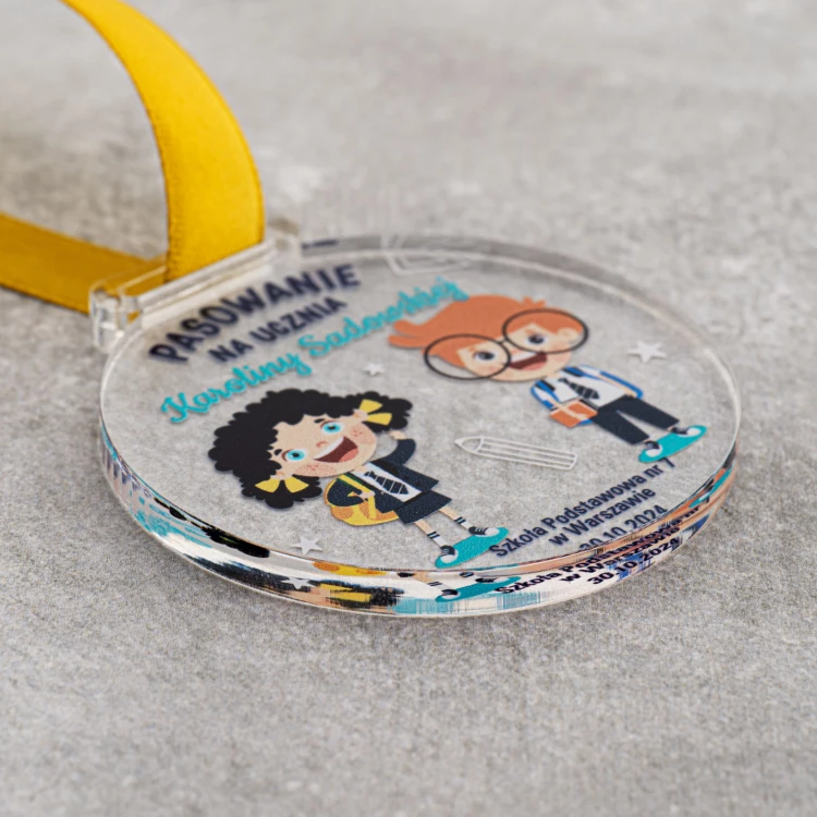 Schülerausweis-Medaille - 5mm dickes transparentes Acryl - Ø 60mm - MGR118