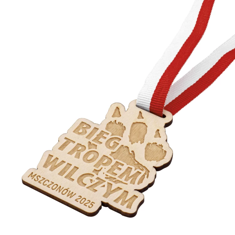 Holzmedaille mit Lasergravur - Abmessungen: 70x50mm - Dicke 3mm - MGR121