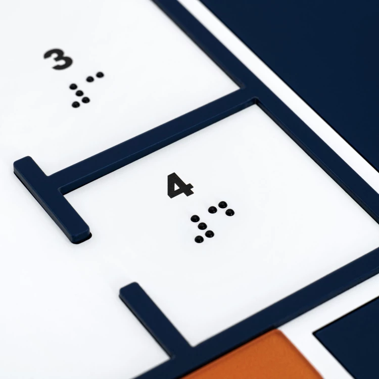 Braille-Fliesenplan - PVC hart, ADA-Kunststoff, Laminat und Acryl - Abmessung 475x480 mm - TAB675