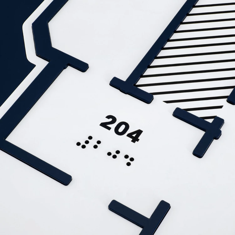 Blindenschrift-Fliesenplan - PVC hart, ADA-Kunststoff, Laminat und Acryl - Abmessung 450x520 mm - TAB677