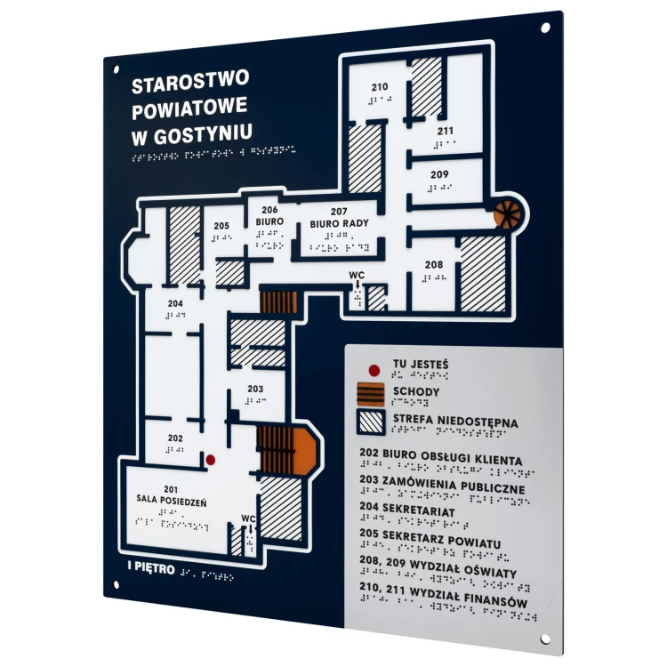 Blindenschrift-Fliesenplan - PVC hart, ADA-Kunststoff, Laminat und Acryl - Abmessung 450x520 mm - TAB677