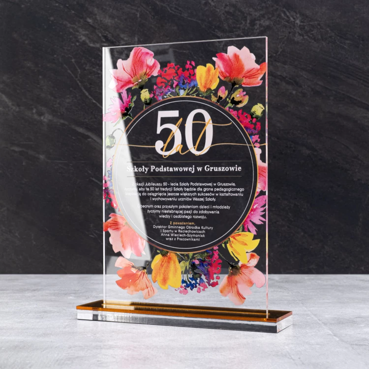 Acryl-Statuette - Geschenk zum Jahrestag - transparentes Acryl - H 24 cm - DTA126