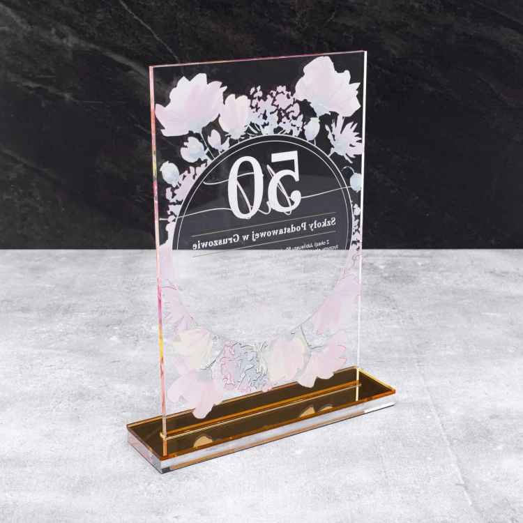 Acryl-Statuette - Geschenk zum Jahrestag - transparentes Acryl - H 24 cm - DTA126