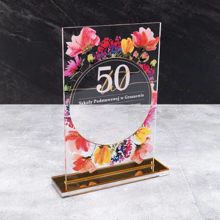 Acryl-Statuette - Geschenk zum Jahrestag - transparentes Acryl - H 24 cm - DTA126