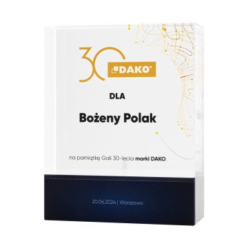 UV bedruckte Glasstatuette für Firmenjubiläum - LUCY - Größe 140x110mm - TSZ121