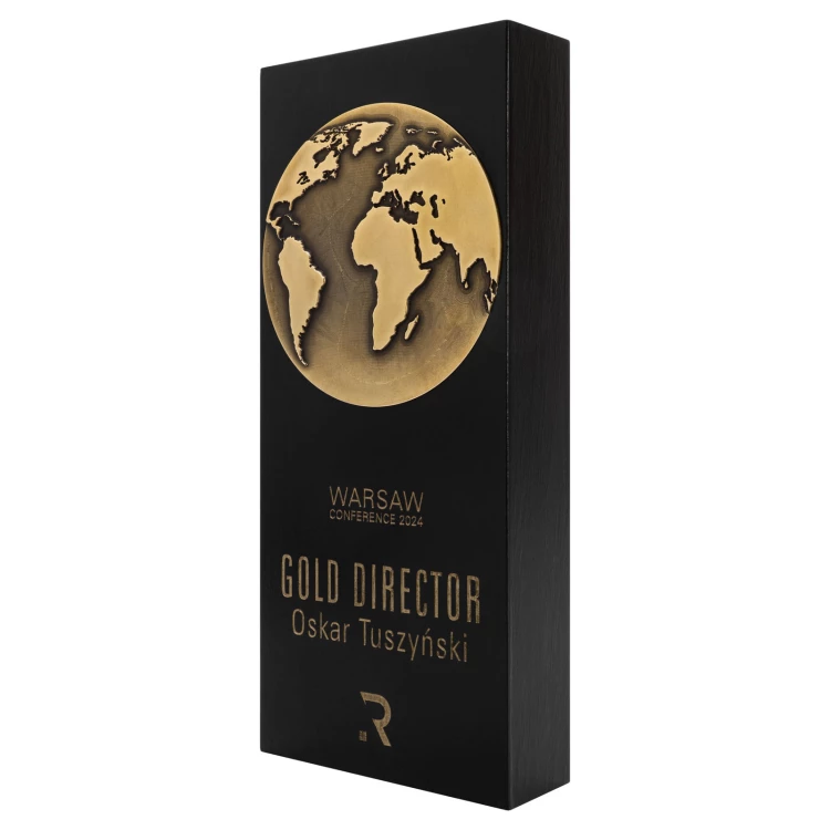 Golden World Business Statuette - Holz und Messing - H 23 cm - DTA167
