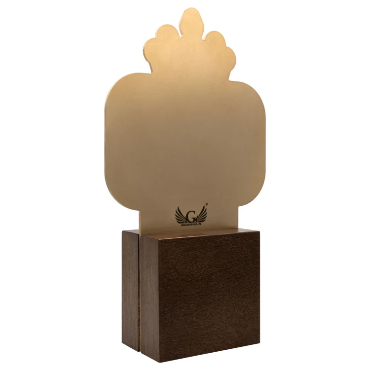 Exklusive Geschäftsstatuette mit Gravur - Massivholz und Messing - H 294 mm - DTA169
