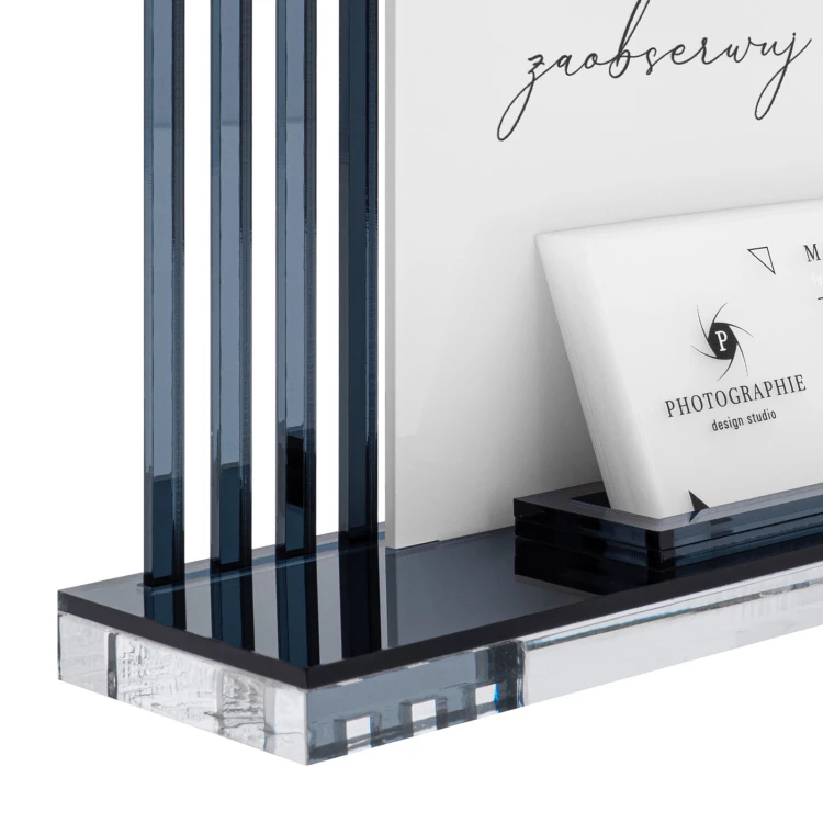 Acrylständer mit QR-Codes und Platz für Visitenkarten - H 23 cm - ST081