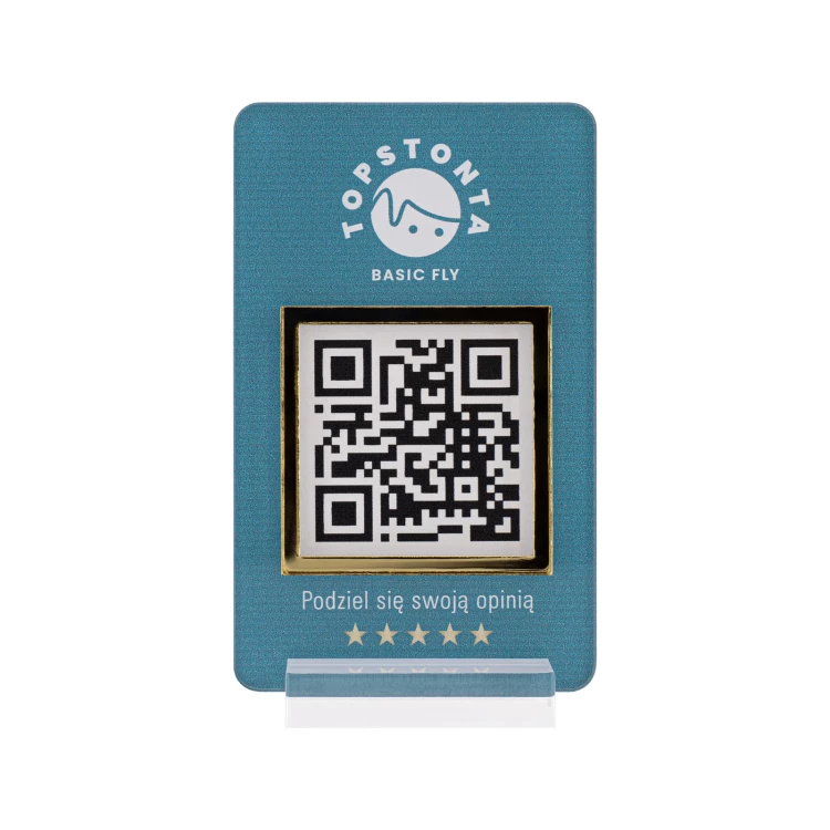 Informationsstand mit QR-Code - transparentes Acryl mit UV-Druck - Abmessungen 55x95mm - ST062