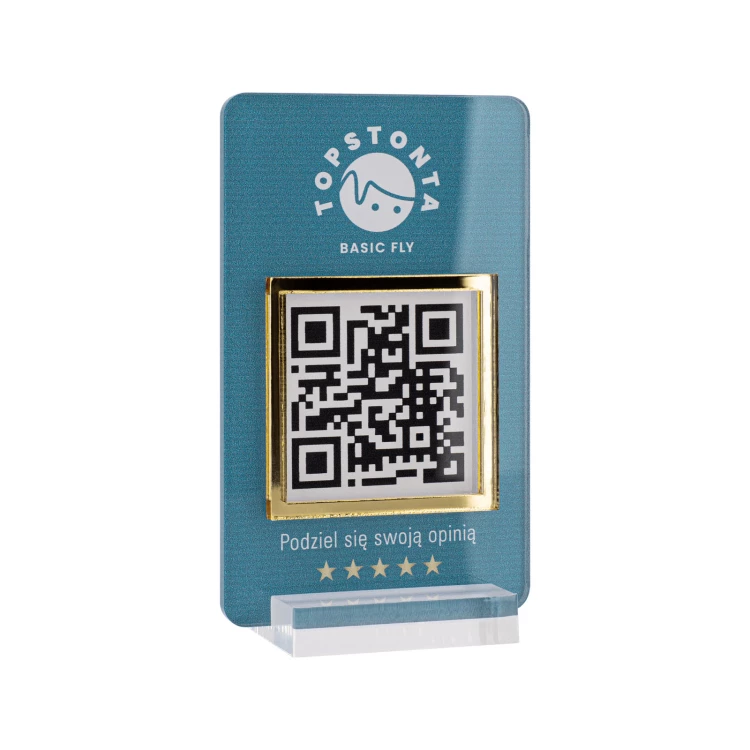 Informationsstand mit QR-Code - transparentes Acryl mit UV-Druck - Abmessungen 55x95mm - ST062
