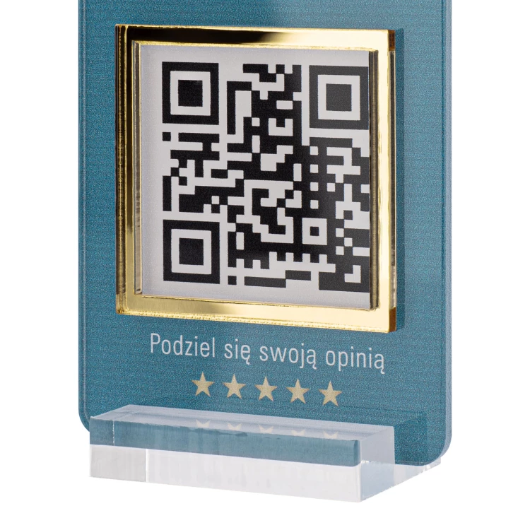 Informationsstand mit QR-Code - transparentes Acryl mit UV-Druck - Abmessungen 55x95mm - ST062