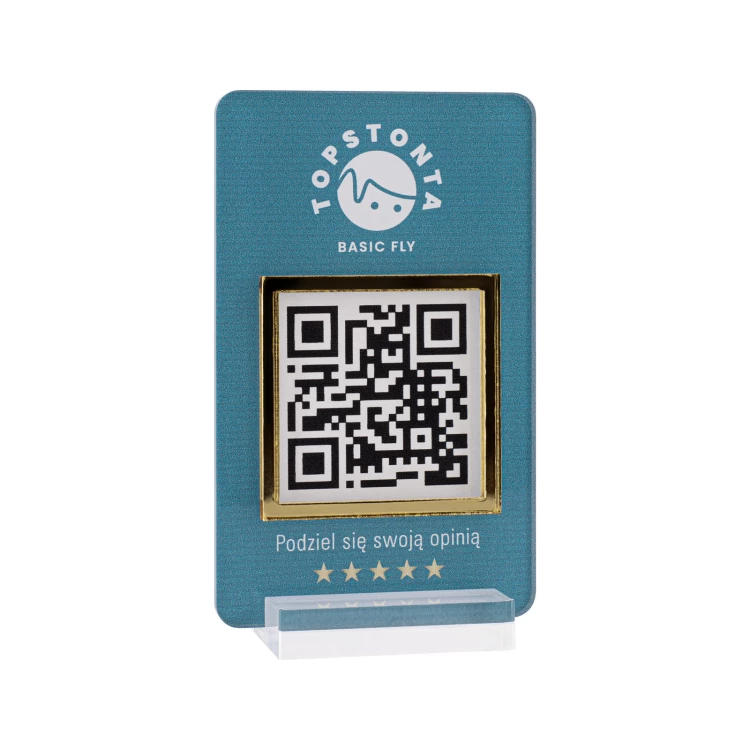 Informationsstand mit QR-Code - transparentes Acryl mit UV-Druck - Abmessungen 55x95mm - ST062
