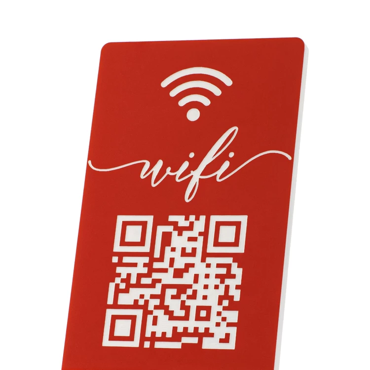 Informationsständer mit QR-Code - rotes Gravurlaminat - Größe 50x110mm - ST059