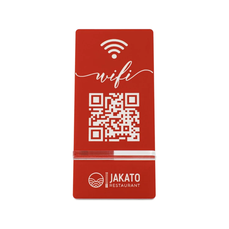 Informationsständer mit QR-Code - rotes Gravurlaminat - Größe 50x110mm - ST059