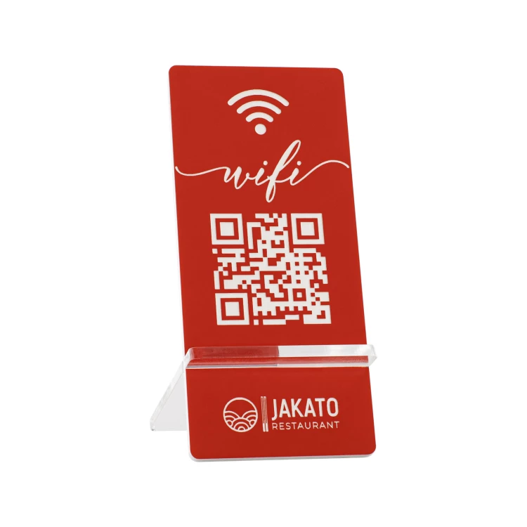 Informationsständer mit QR-Code - rotes Gravurlaminat - Größe 50x110mm - ST059