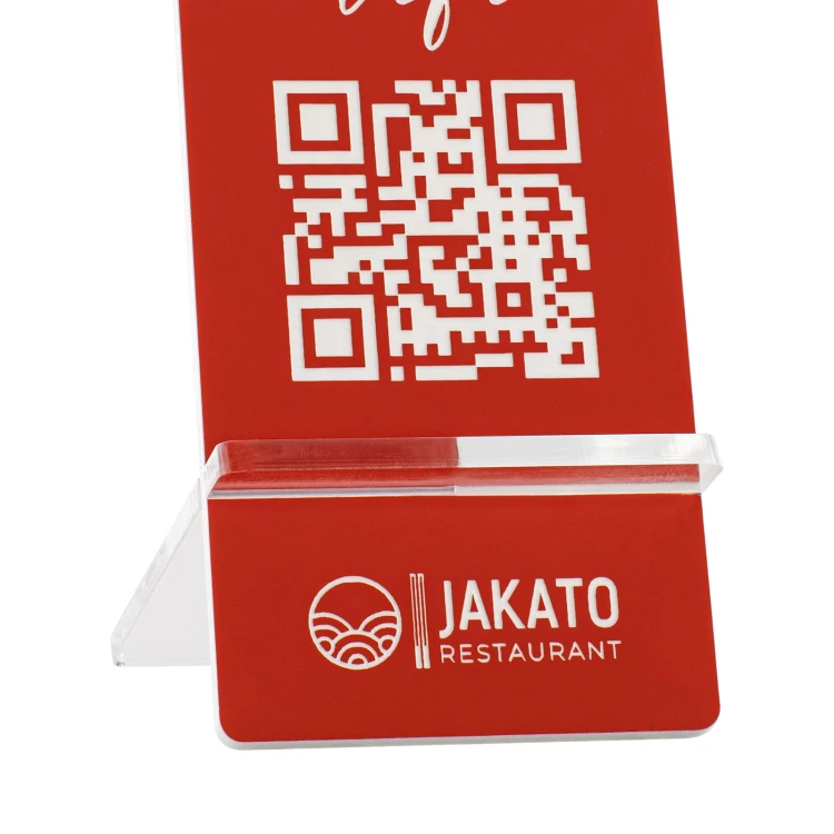 Informationsständer mit QR-Code - rotes Gravurlaminat - Größe 50x110mm - ST059