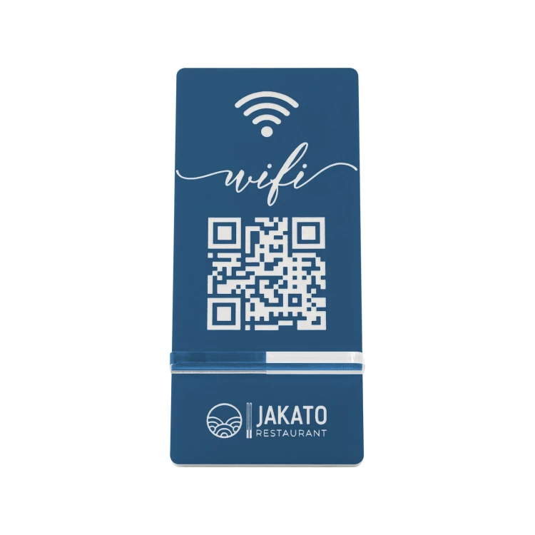 Informationsständer mit QR-Code - blaues Gravurlaminat - Größe 50x110mm - ST060