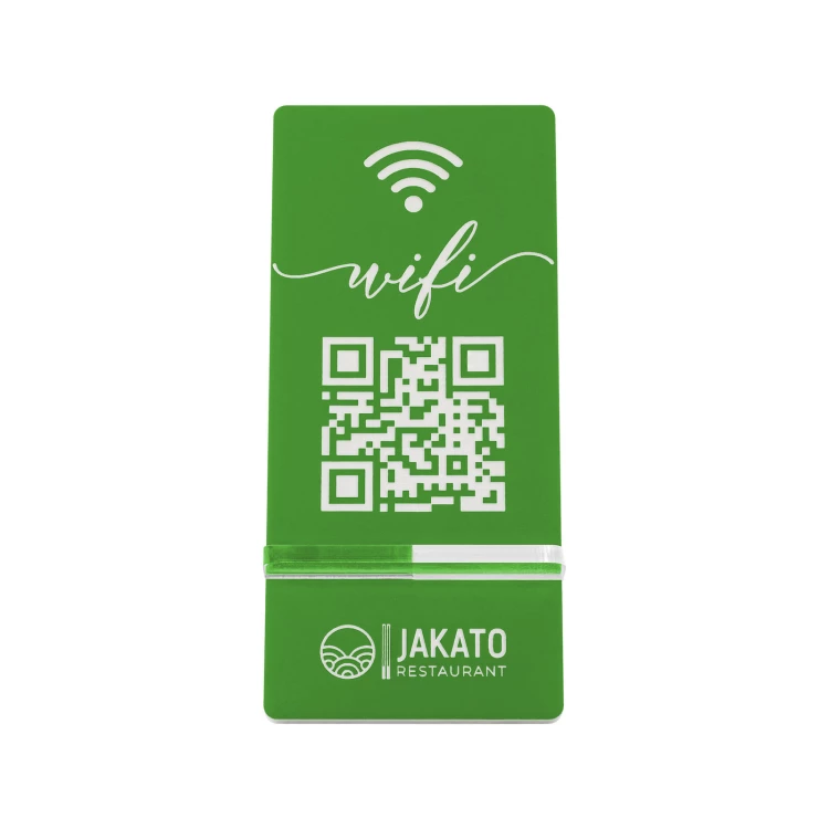 Informationsständer mit QR-Code - grünes Gravurlaminat - Größe 50x110mm - ST061