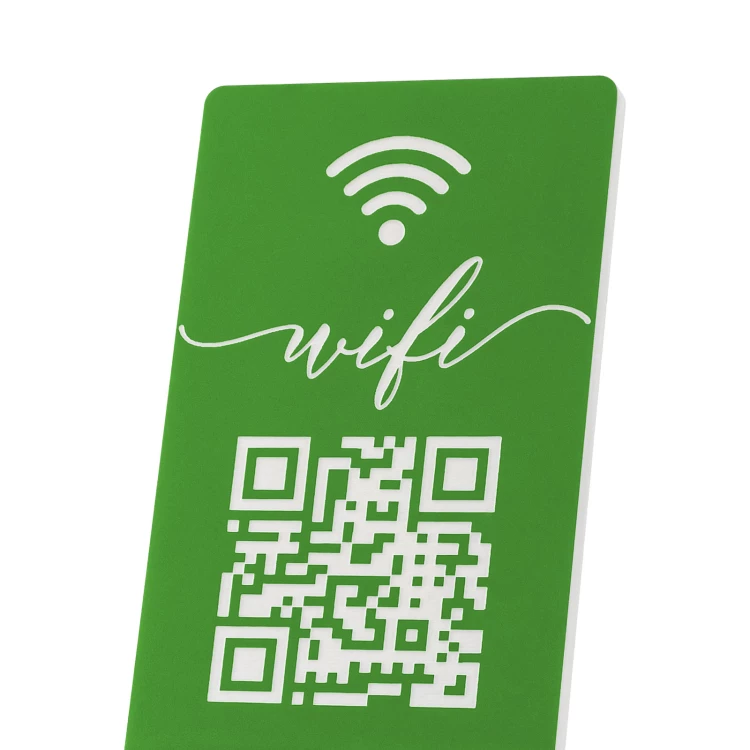 Informationsständer mit QR-Code - grünes Gravurlaminat - Größe 50x110mm - ST061