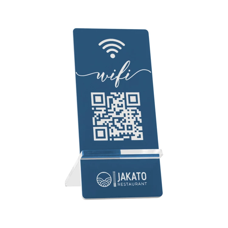 Informationsständer mit QR-Code - blaues Gravurlaminat - Größe 50x110mm - ST060