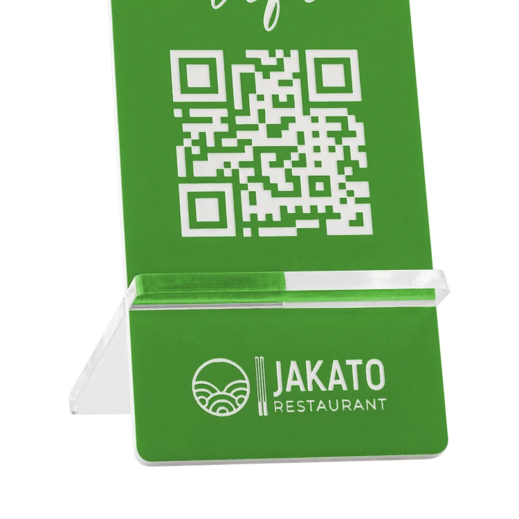 Informationsständer mit QR-Code - grünes Gravurlaminat - Größe 50x110mm - ST061