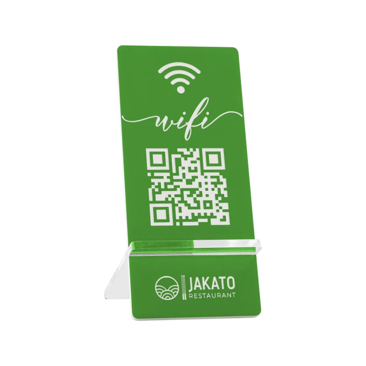 Informationsständer mit QR-Code - grünes Gravurlaminat - Größe 50x110mm - ST061