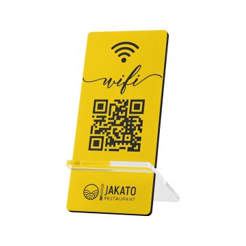 Informationsständer mit QR-Code - gelbes Gravurlaminat - Größe 50x110mm - ST065