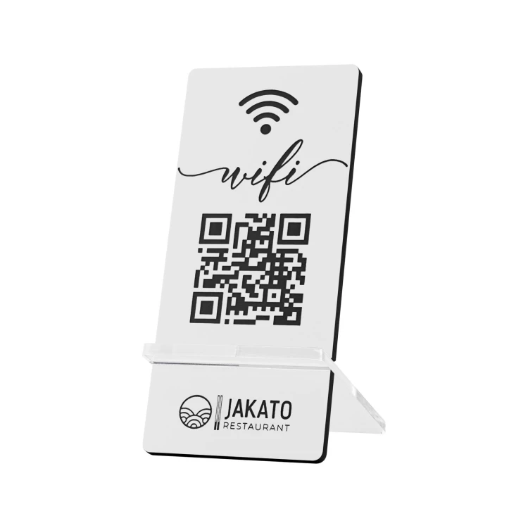 Informationsständer mit QR-Code - weißes Gravurlaminat - Größe 50x110mm - ST066