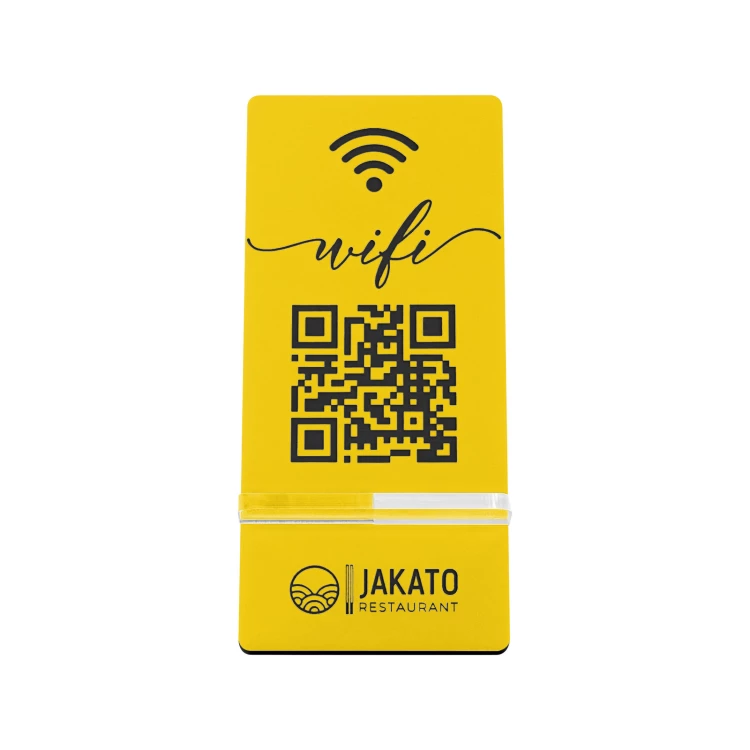 Informationsständer mit QR-Code - gelbes Gravurlaminat - Größe 50x110mm - ST065