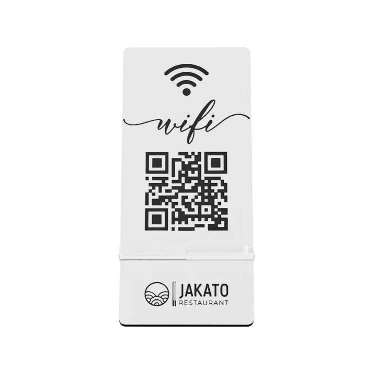 Informationsständer mit QR-Code - weißes Gravurlaminat - Größe 50x110mm - ST066
